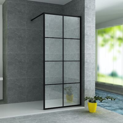 Douchewand BWS Black Nuance 90×200 cm Veiligheidsglas 8 mm Mat Zwart Raster
