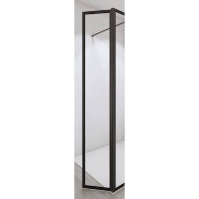 Draaibaar Zijpaneel BWS Free Time met Zwarte Banen 34.5×200 cm 8mm Mat Zwart
