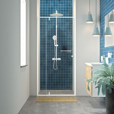 Draaideur Voor Nis Sealskin Contour 100×200 cm Helder Glas 6 mm Mat Wit