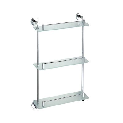 Drievoudige Glazen Planchet Sapho X-Round 40x68x12 cm Chroom