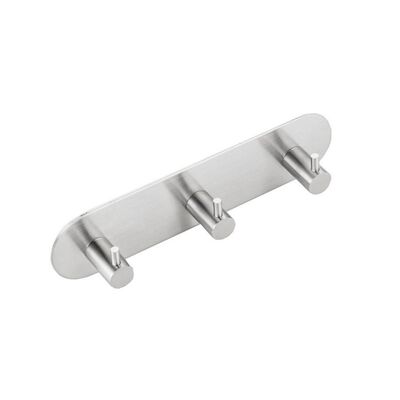 Drievoudige Handdoekhaak Sapho 19×4.6 cm Zelfklevend Geborsteld RVS
