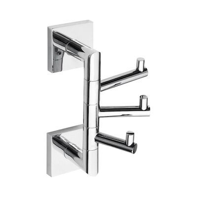 Drievoudige Handdoekhaak Sapho X-Square Draaibaar 10×19 cm Chroom