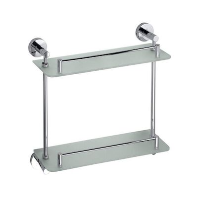 Dubbele Glazen Planchet Sapho X-Round 40×40 cm Chroom / Melkglas