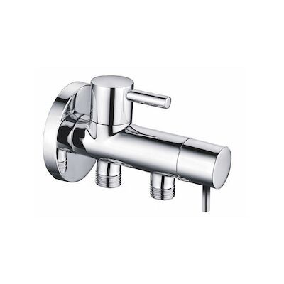 Dubbele Hoekstopkraan Wiesbaden Minimal 1/2×3/8×3/8 Chroom