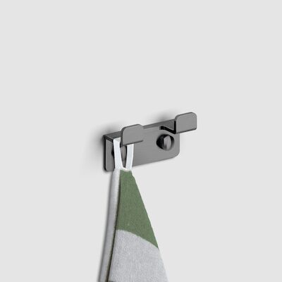 Dubbele Kledinghaak Clou Fold Gunmetal Geborsteld PVD