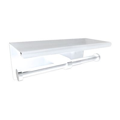 Dubbele Toiletrolhouder met Plateau BWS RVS Mat Wit