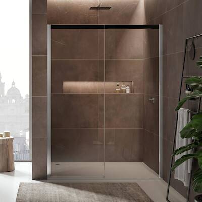 Duka Acqua 5000 Schuifdeur Grijs Glas met Zeefdrukrand Antraciet 160×200 cm Zwart