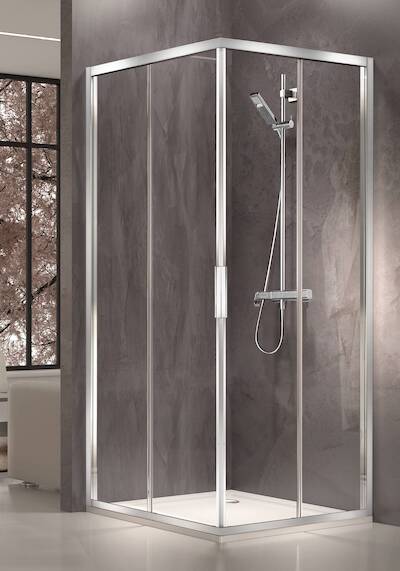 Duka Stila 2000 hoekinstap 2-dlg 90(B)x195(H) cm (rechter deel) wit helder glas