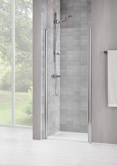 Duka Vela 2000 swingdeur R.draaiend 75(B)x195(H) cm mat zilver helder glas