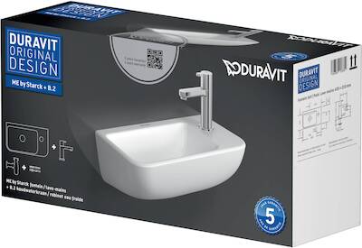 Duravit ME by Starck fonteinset met chromen fonteinkraan rechts 40x22x13 5cm glans wit