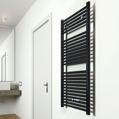 Elara sierradiator Mat Zwart 1185×600 Middenonder aansluiting