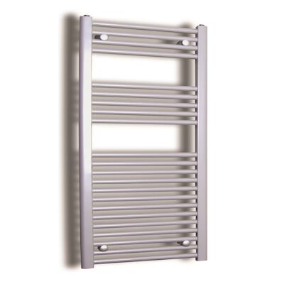 Elektrische Design Radiator Sanicare Plug & Play 111,8×60 cm Inox Look 730 Watt Met Zwarte Thermostaat Links