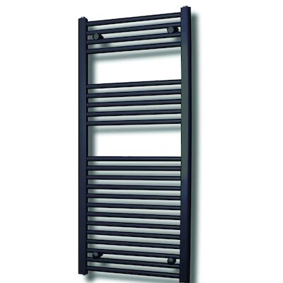 Elektrische Design Radiator Sanicare Plug & Play 111,8×60 cm Mat Zwart 730 Watt Met Chroom Thermostaat Links