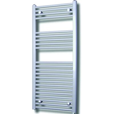 Elektrische Design Radiator Sanicare Plug & Play 111,8×60 cm Zilver Grijs 730 Watt Met Chroom Thermostaat Links