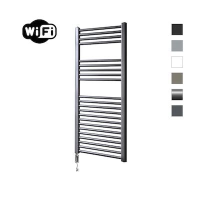 Elektrische Radiator Sanicare HWV Met Wifi 111,8×45 cm Gunmetal 596W Met Thermostaat Chroom Linksonder