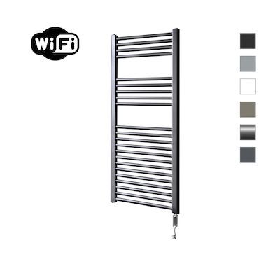 Elektrische Radiator Sanicare HWV Met Wifi 111,8×45 cm Gunmetal 596W Met Thermostaat Chroom Rechtsonder