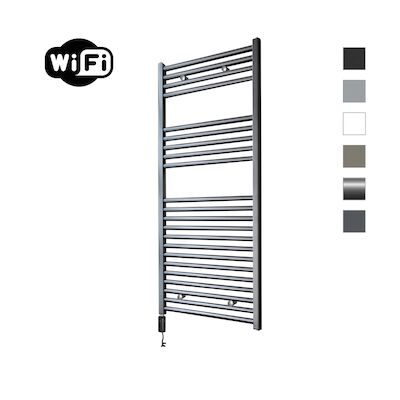 Elektrische Radiator Sanicare HWV Met Wifi 111,8×45 cm Gunmetal 596W Met Thermostaat Zwart Linksonder