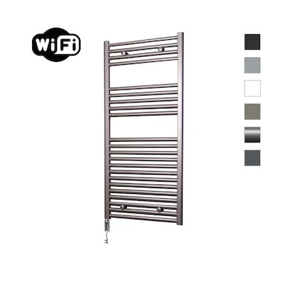 Elektrische Radiator Sanicare HWV Met Wifi 111,8×45 cm Inox Look 596W Met Thermostaat Chroom Linksonder