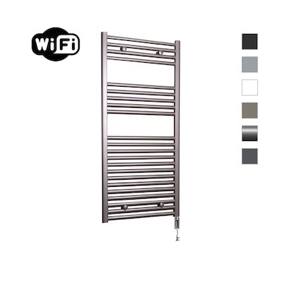 Elektrische Radiator Sanicare HWV Met Wifi 111,8×45 cm Inox Look 596W Met Thermostaat Chroom Rechtsonder
