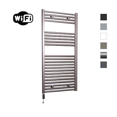 Elektrische Radiator Sanicare HWV Met Wifi 111,8×45 cm Inox Look 596W Met Thermostaat Zwart Linksonder