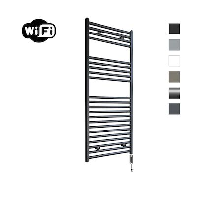 Elektrische Radiator Sanicare HWV Met Wifi 111,8×45 cm Mat Zwart 596W Met Thermostaat Chroom Rechtsonder