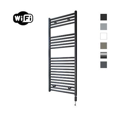 Elektrische Radiator Sanicare HWV Met Wifi 111,8×45 cm Mat Zwart 596W Met Thermostaat Zwart Rechtsonder