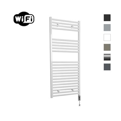 Elektrische Radiator Sanicare HWV Met Wifi 111,8×45 cm Wit 596W Met Thermostaat Chroom Rechtsonder