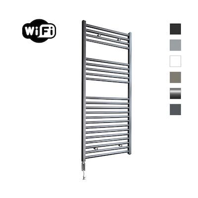 Elektrische Radiator Sanicare HWV Met Wifi 111,8×60 cm Gunmetal 730W Met Thermostaat Chroom Linksonder