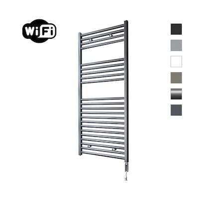 Elektrische Radiator Sanicare HWV Met Wifi 111,8×60 cm Gunmetal 730W Met Thermostaat Chroom Rechtsonder