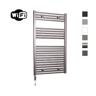 Elektrische Radiator Sanicare HWV Met Wifi 111,8×60 cm Inox Look 730W Met Thermostaat Chroom Linksonder