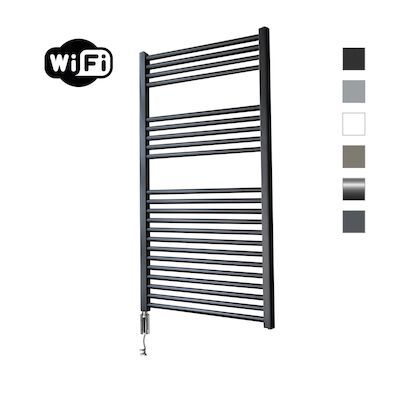 Elektrische Radiator Sanicare HWV Met Wifi 111,8×60 cm Mat Zwart 730W Met Thermostaat Chroom Linksonder