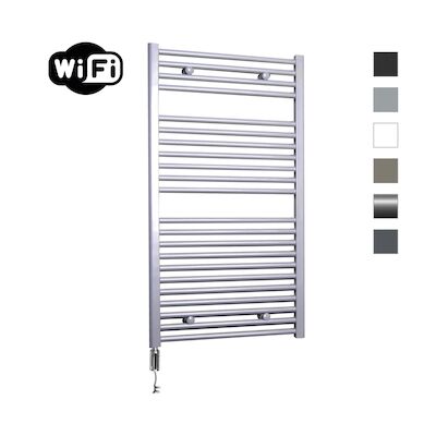 Elektrische Radiator Sanicare HWV Met Wifi 111,8×60 cm Zilver Grijs 730W Met Thermostaat Chroom Linksonder
