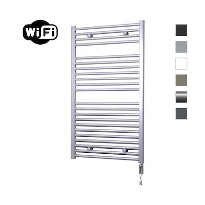 Elektrische Radiator Sanicare HWV Met Wifi 111,8×60 cm Zilver Grijs 730W Met Thermostaat Chroom Rechtsonder