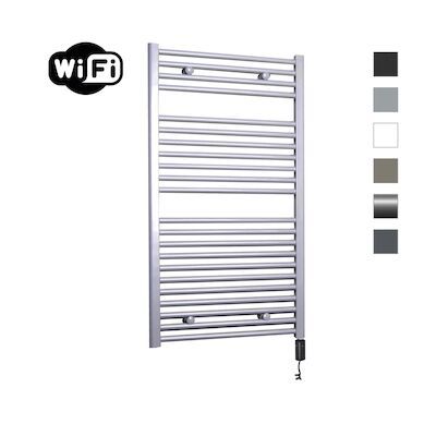 Elektrische Radiator Sanicare HWV Met Wifi 111,8×60 cm Zilver Grijs 730W Met Thermostaat Zwart Rechtsonder