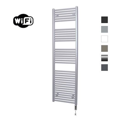 Elektrische Radiator Sanicare HWV Met Wifi 172×45 cm Zilver Grijs 920W Met Thermostaat Chroom Rechtsonder