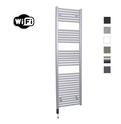 Elektrische Radiator Sanicare HWV Met Wifi 172×45 cm Zilver Grijs 920W Met Thermostaat Zwart Linksonder