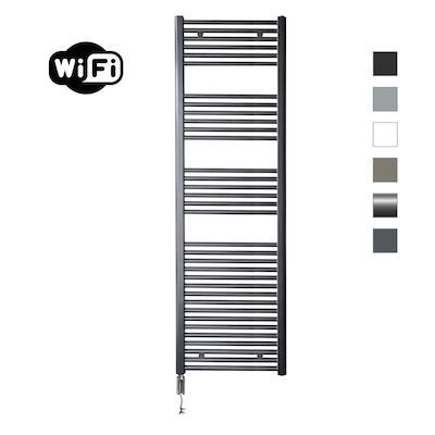 Elektrische Radiator Sanicare HWV Met Wifi 172×60 cm Gunmetal 1127W Met Thermostaat Chroom Linksonder