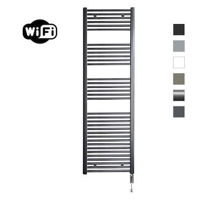 Elektrische Radiator Sanicare HWV Met Wifi 172×60 cm Gunmetal 1127W Met Thermostaat Chroom Rechtsonder
