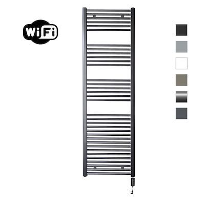 Elektrische Radiator Sanicare HWV Met Wifi 172×60 cm Gunmetal 1127W Met Thermostaat Zwart Rechtsonder