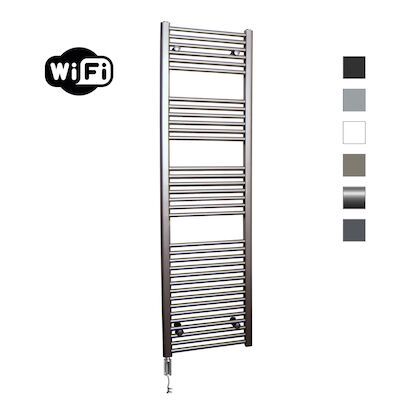 Elektrische Radiator Sanicare HWV Met Wifi 172×60 cm Inox Look 1127W Met Thermostaat Chroom Linksonder