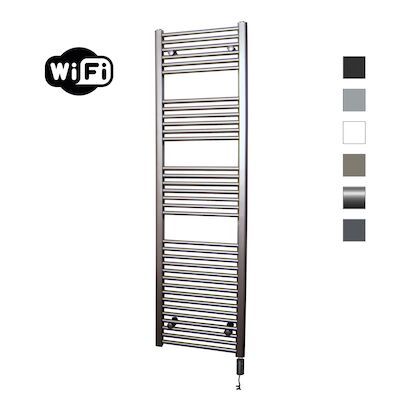 Elektrische Radiator Sanicare HWV Met Wifi 172×60 cm Inox Look 1127W Met Thermostaat Zwart Rechtsonder