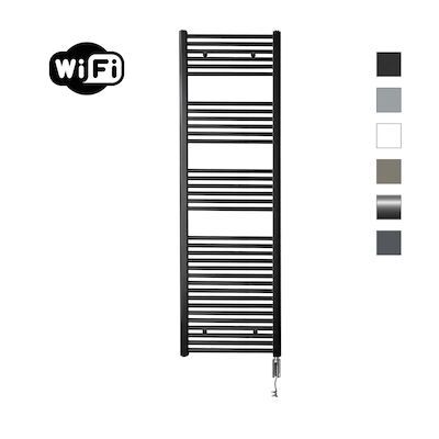 Elektrische Radiator Sanicare HWV Met Wifi 172×60 cm Mat Zwart 1127W Met Thermostaat Chroom Rechtsonder