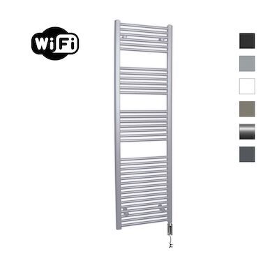 Elektrische Radiator Sanicare HWV Met Wifi 172×60 cm Zilver Grijs 1127W Met Thermostaat Chroom Rechtsonder