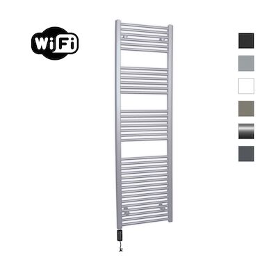 Elektrische Radiator Sanicare HWV Met Wifi 172×60 cm Zilver Grijs 1127W Met Thermostaat Zwart Linksonder