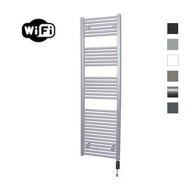 Elektrische Radiator Sanicare HWV Met Wifi 172×60 cm Zilver Grijs 1127W Met Thermostaat Zwart Rechtsonder