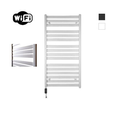 Elektrische Radiator Sanicare HWV – Moda Met Wifi 120×60 cm Mat Wit 876W Met Thermostaat Zwart Linksonder