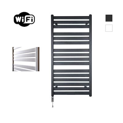Elektrische Radiator Sanicare HWV – Moda Met Wifi 120×60 cm Mat Zwart 876W Met Thermostaat Chroom Linksonder