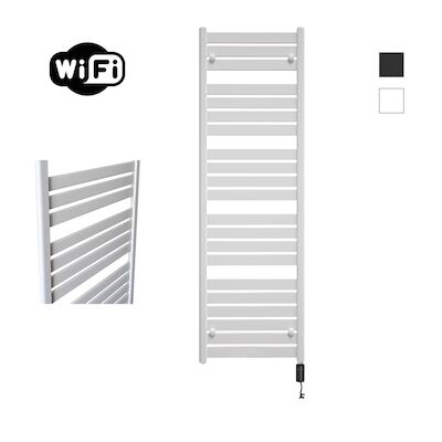Elektrische Radiator Sanicare HWV – Moda Met Wifi 160×60 cm Mat Wit 1159W Met Thermostaat Zwart Rechtsonder