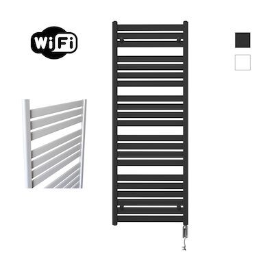 Elektrische Radiator Sanicare HWV – Moda Met Wifi 160×60 cm Mat Zwart 1159W Met Thermostaat Chroom Rechtsonder