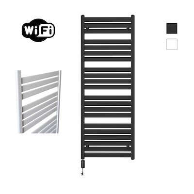 Elektrische Radiator Sanicare HWV – Moda Met Wifi 160×60 cm Mat Zwart 1159W Met Thermostaat Zwart Linksonder
